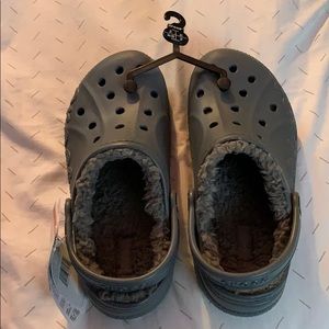 Kids’ Gray Baya Fuzz Lined Crocs